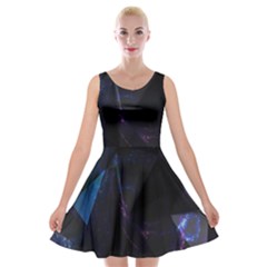 Abstract, Black, Purple, Velvet Skater Dress by nateshop