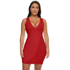 Ed Lego Texture Macro, Red Dots Background, Lego, Red Draped Bodycon Dress by nateshop