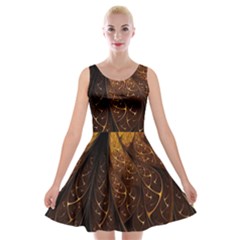 Gold, Golden Background Velvet Skater Dress by nateshop