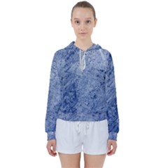 Blue Grunge Texture, Wall Texture, Blue Retro Background Women s Tie Up Sweat by nateshop