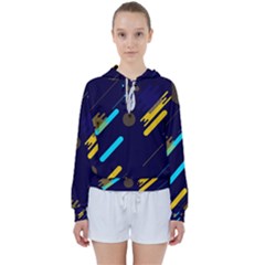 Blue Background Geometric Abstrac Women s Tie Up Sweat by nateshop