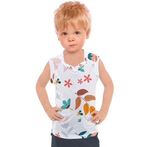 Flowers Leaves Background Floral Kids  Sport Tank Top by Grandong