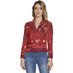 Holiday, Chinese New Year, Women s Long Sleeve Revers Collar Cropped Jacket by nateshop