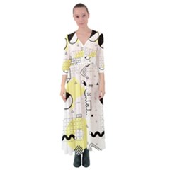 Graphic Design Geometric Background Button Up Maxi Dress by Grandong