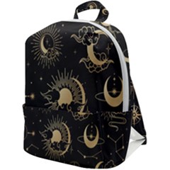 Asian Set With Clouds Moon Sun Stars Vector Collection Oriental Chinese Japanese Korean Style Zip Up Backpack by Grandong