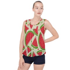 Cute Watermelon Seamless Pattern Bubble Hem Chiffon Tank Top by Grandong