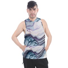 Marble Abstract White Pink Dark Men s Sleeveless Hoodie by Grandong