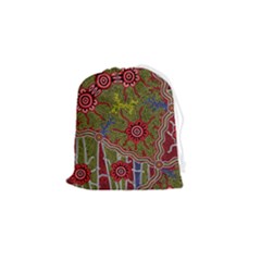 Authentic Aboriginal Art - Connections Drawstring Pouch (small) by hogartharts