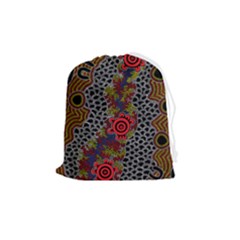 Authentic Aboriginal Art - Gathering Drawstring Pouch (medium) by hogartharts