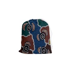Authentic Aboriginal Art - Riverside Dreaming Drawstring Pouch (small) by hogartharts