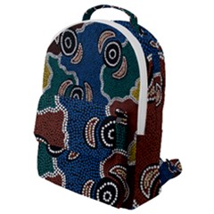 Authentic Aboriginal Art - Riverside Dreaming Flap Pocket Backpack (small) by hogartharts