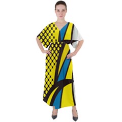 Colorful Abstract Background Art V-neck Boho Style Maxi Dress by nateshop