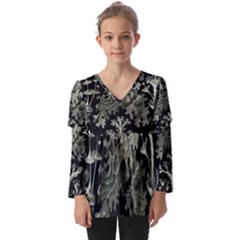 Weave Haeckel Lichenes Photobionten Kids  V Neck Casual Top by Cemarart