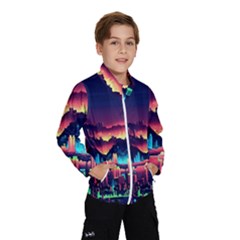 Cityscape Building Painting 3d City Illustration Kids  Windbreaker by Bedest