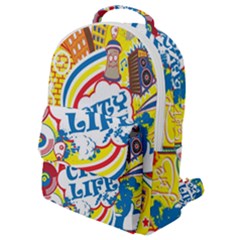 Colorful City Life Horizontal Seamless Pattern Urban City Flap Pocket Backpack (small) by Bedest