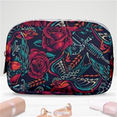 Vintage Flash Tattoos Designs Seamless Pattern Make Up Pouch (small) by Bedest