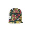 Seamless Pizza Slice Pattern Illustration Great Pizzeria Background Drawstring Pouch (Small) View2