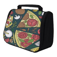 Seamless Pizza Slice Pattern Illustration Great Pizzeria Background Full Print Travel Pouch (small) by Cemarart