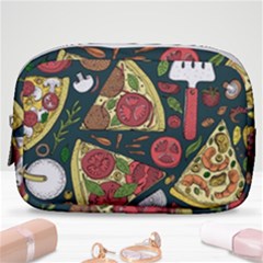 Seamless Pizza Slice Pattern Illustration Great Pizzeria Background Make Up Pouch (small) by Cemarart