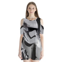 Stormtrooper Shoulder Cutout Velvet One Piece by Cemarart