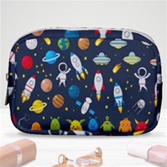 Big Set Cute Astronauts Space Planets Stars Aliens Rockets Ufo Constellations Satellite Moon Rover Make Up Pouch (small) by Cemarart