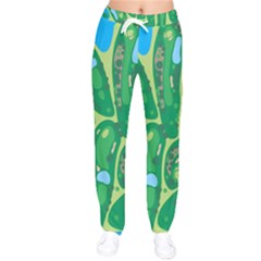 Golf Course Par Golf Course Green Women Velvet Drawstring Pants by Cemarart