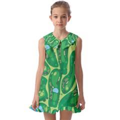 Golf Course Par Golf Course Green Kids  Pilgrim Collar Ruffle Hem Dress by Cemarart