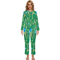 Golf Course Par Golf Course Green Womens  Long Sleeve Lightweight Pajamas Set by Cemarart