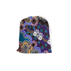 Authentic Aboriginal Art - Discovering Your Dreams Drawstring Pouch (medium) by hogartharts
