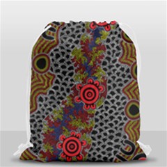 Authentic Aboriginal Art - Gathering 2 Drawstring Bag (small) by hogartharts