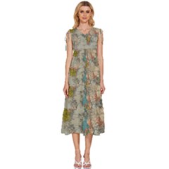 Pyramids Egypt Monument Landmark Sunrise Sunset Egyptian V-neck Drawstring Shoulder Sleeveless Maxi Dress by Proyonanggan