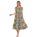 Circular Concentric Radial Symmetry Abstract V-Neck Drawstring Shoulder Sleeveless Maxi Dress View2