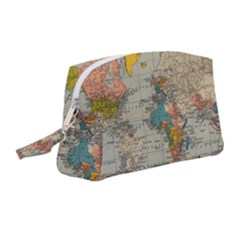 Vintage World Map Wristlet Pouch Bag (medium) by Proyonanggan