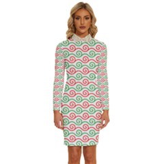 Mosaic Hexagon Honeycomb Long Sleeve Shirt Collar Bodycon Dress by Ndabl3x