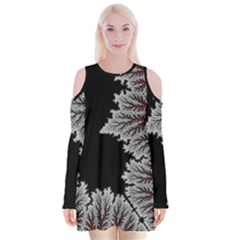 Math Formula Velvet Long Sleeve Shoulder Cutout Dress by Bedest
