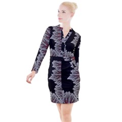 Himalaya Nature Mountain Button Long Sleeve Dress by Bedest