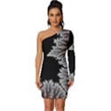 Astrology Surreal Surrealism Trippy Visual Art Long Sleeve One Shoulder Mini Dress View1