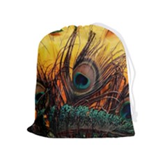 City Light Sky Landmark Painting Drawstring Pouch (xl) by Cemarart