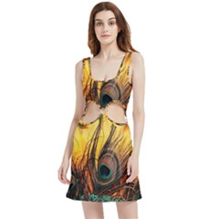 City Lights Sky Landmark Painting Velour Cutout Dress by Cemarart