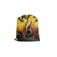 Asian Retro Vintage Art Korea China Japan Drawstring Pouch (small) by Cemarart