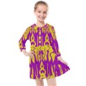 Yellow And Purple In Harmony Kids  Quarter Sleeve Shirt Dress View1