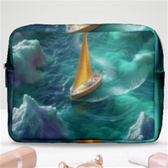 Mountain Wolf Tree Nature Moon Make Up Pouch (large) by Cemarart