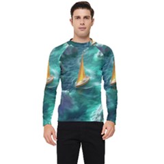 Mountain Birds River Sunset Nature Men s Long Sleeve Rash Guard by Cemarart
