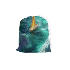 Moon Moonlit Forest Fantasy Midnight Drawstring Pouch (medium) by Cemarart