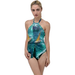 Moon Moonlit Forest Fantasy Midnight Go With The Flow One Piece Swimsuit by Cemarart