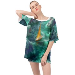 Moon Moonlit Forest Fantasy Midnight Oversized Chiffon Top by Cemarart