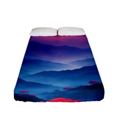 Valley Night Mountains Fitted Sheet (full/ Double Size) by Cemarart