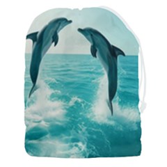 Dolphin Sea Ocean Drawstring Pouch (3xl) by Cemarart