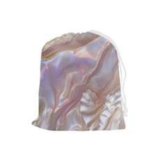 Silk Waves Abstract Drawstring Pouch (large) by Cemarart