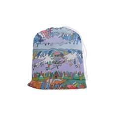 Art Psychedelic Mountain Drawstring Pouch (medium) by Cemarart